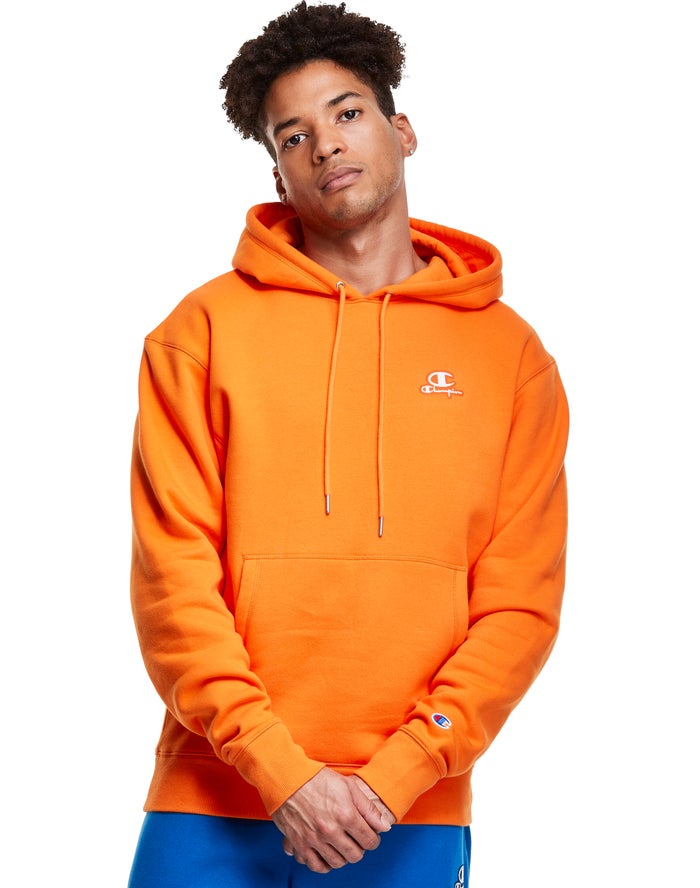 Champion Hoodie Heren - Oranje - Classic Fleece Embroidered Applique Logo ( 480153-FEW )